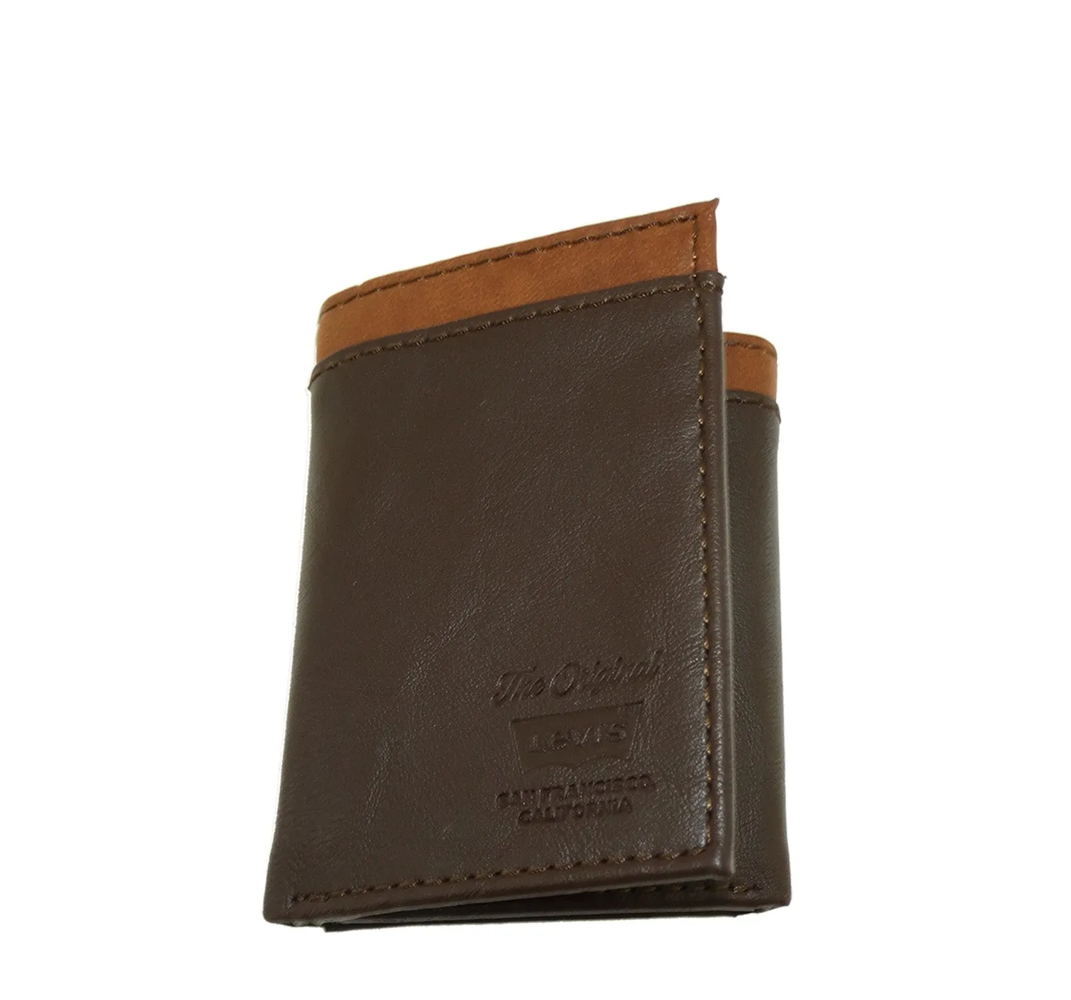 010790, Levi's - Men's Trifold Wallet - Brown/Tan