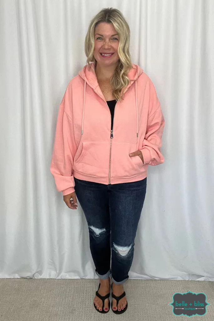 Avril Cozy Zip Up Hoodie - Petal Pink