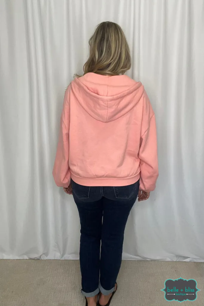 Avril Cozy Zip Up Hoodie - Petal Pink