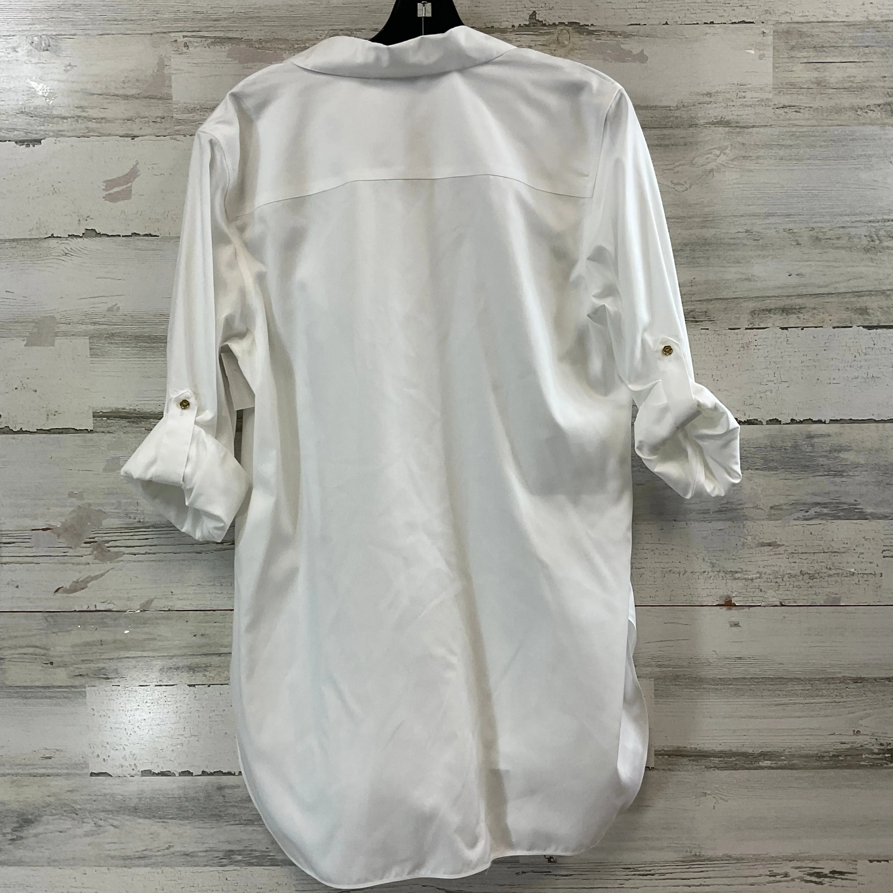 Blouse Long Sleeve By Calvin Klein In White, Size: L