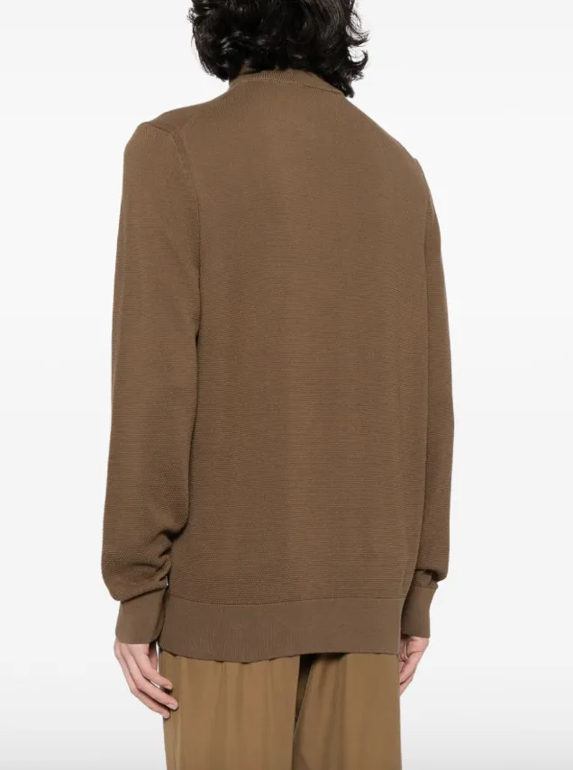 BOSS zip-neck sweater in micro-structured cotton