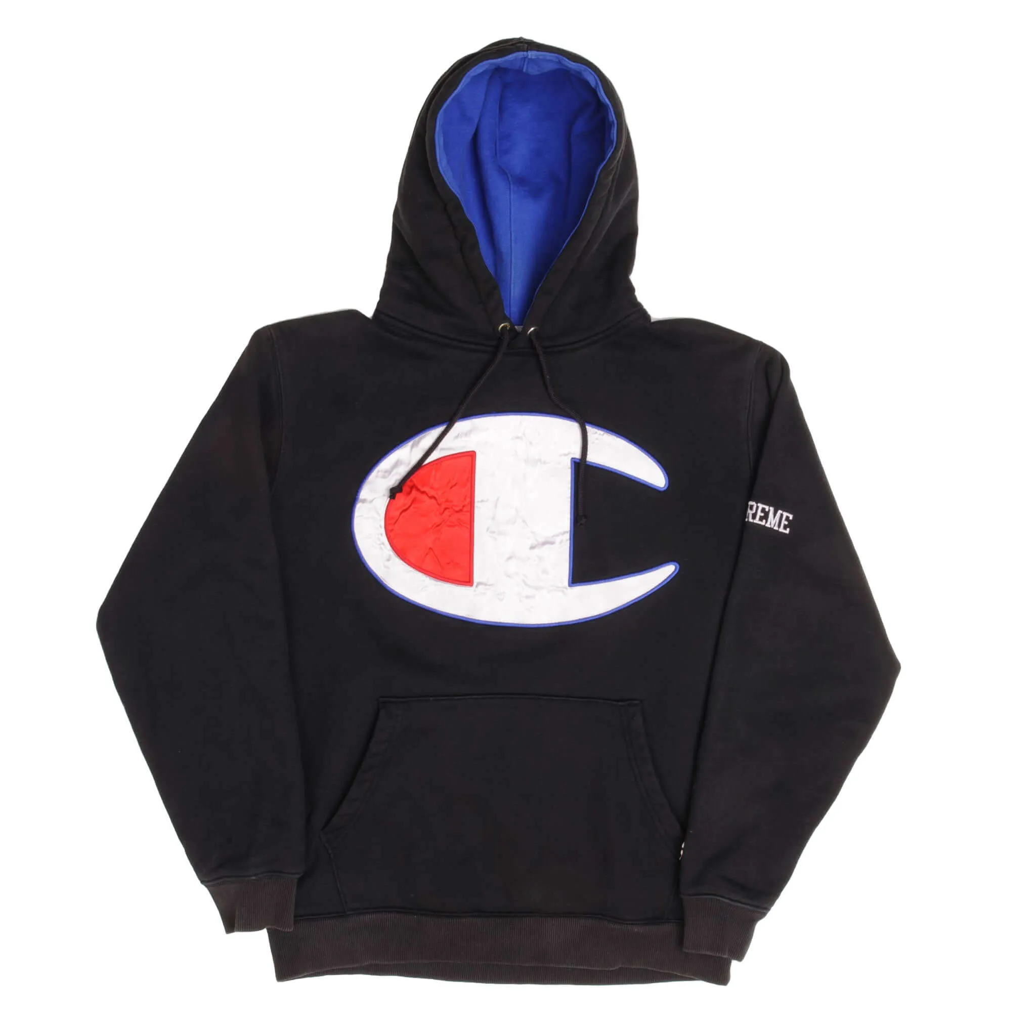 CHAMPION X SUPREME SATIN LOGO SWEATSHIRT HOODIE SS17 SIZE MEDIUM