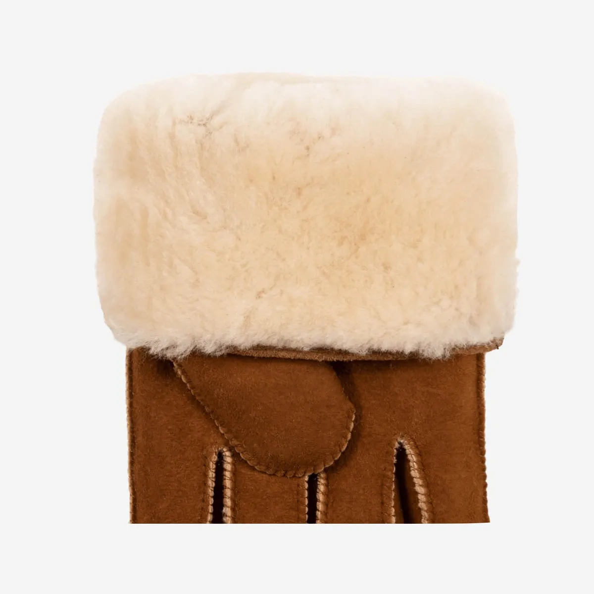 Clooney (camel) - suede leather gloves with luxurious sheep fur lining