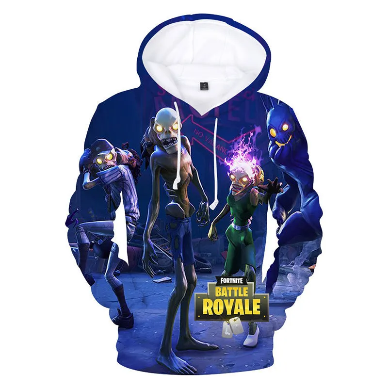 Fortnite Drawstring 3D Digital Printing Novelty Long Sleeve Hoodie Sweatshirt