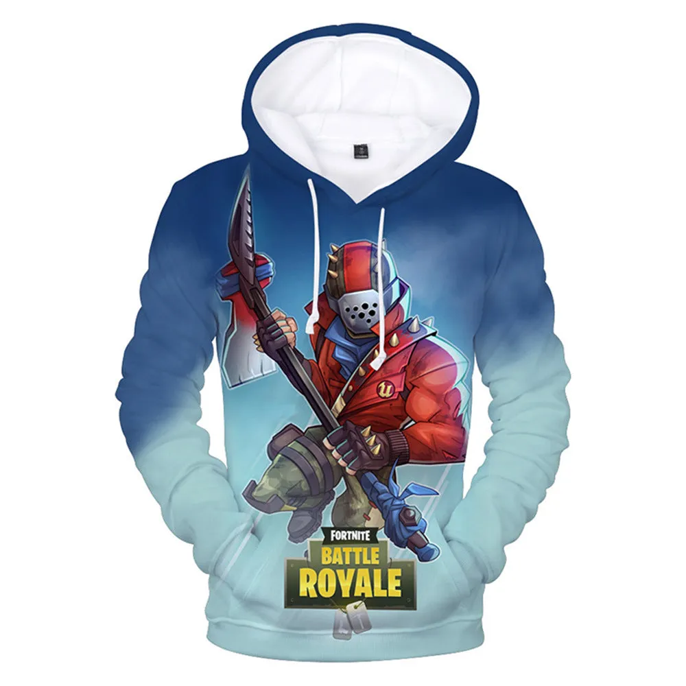 Fortnite Drawstring 3D Digital Printing Novelty Long Sleeve Hoodie Sweatshirt