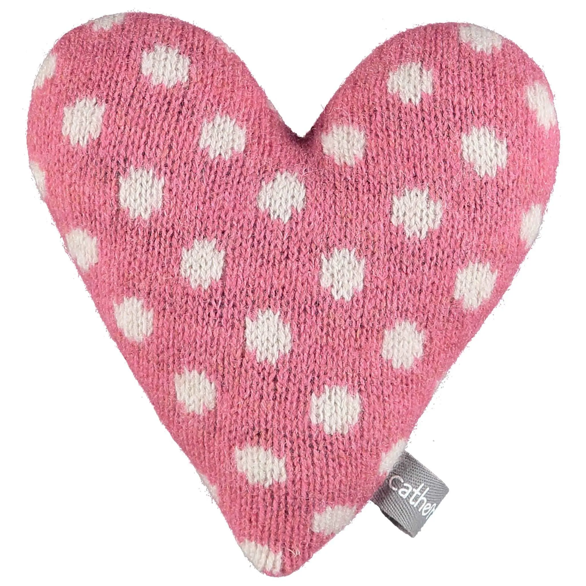 Knitted Polka Dot Pink Heart With Lavender