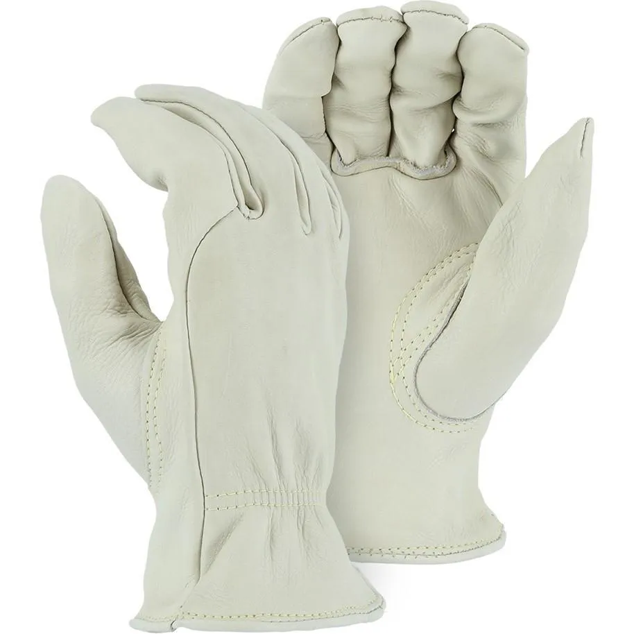 Leather Drivers Glove - Kevlar Sewn Top Grain A-Grade Cowhide, Keystone Thumb, Majestic (PK 12 Pairs)