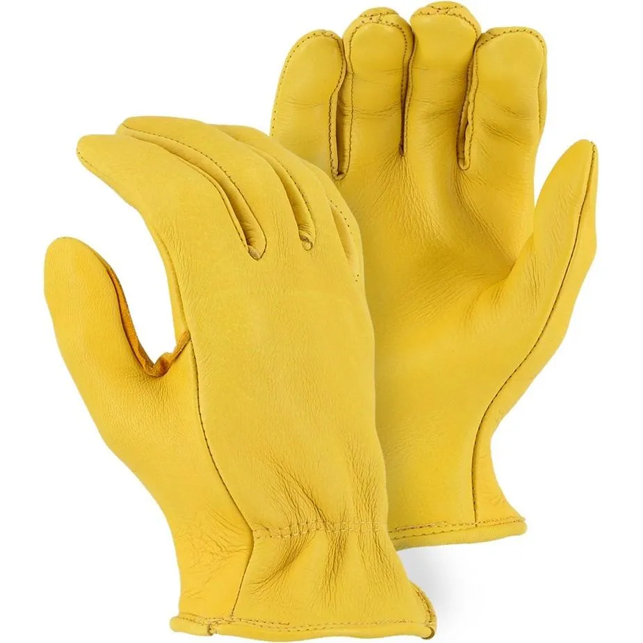 Leather Drivers Glove - Top Grain Deerskin, Wing Thumb, Internal Elastic, Majestic (PK 12 Pairs)