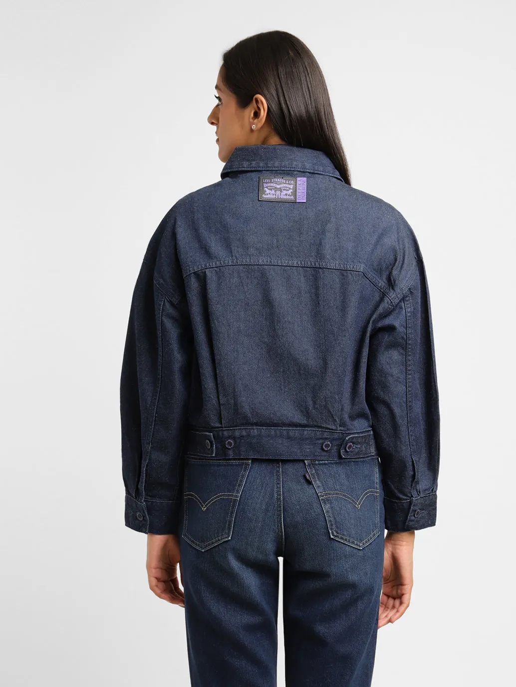 Levi's x Deepika Padukone Solid Navy Shirt Collar Jacket