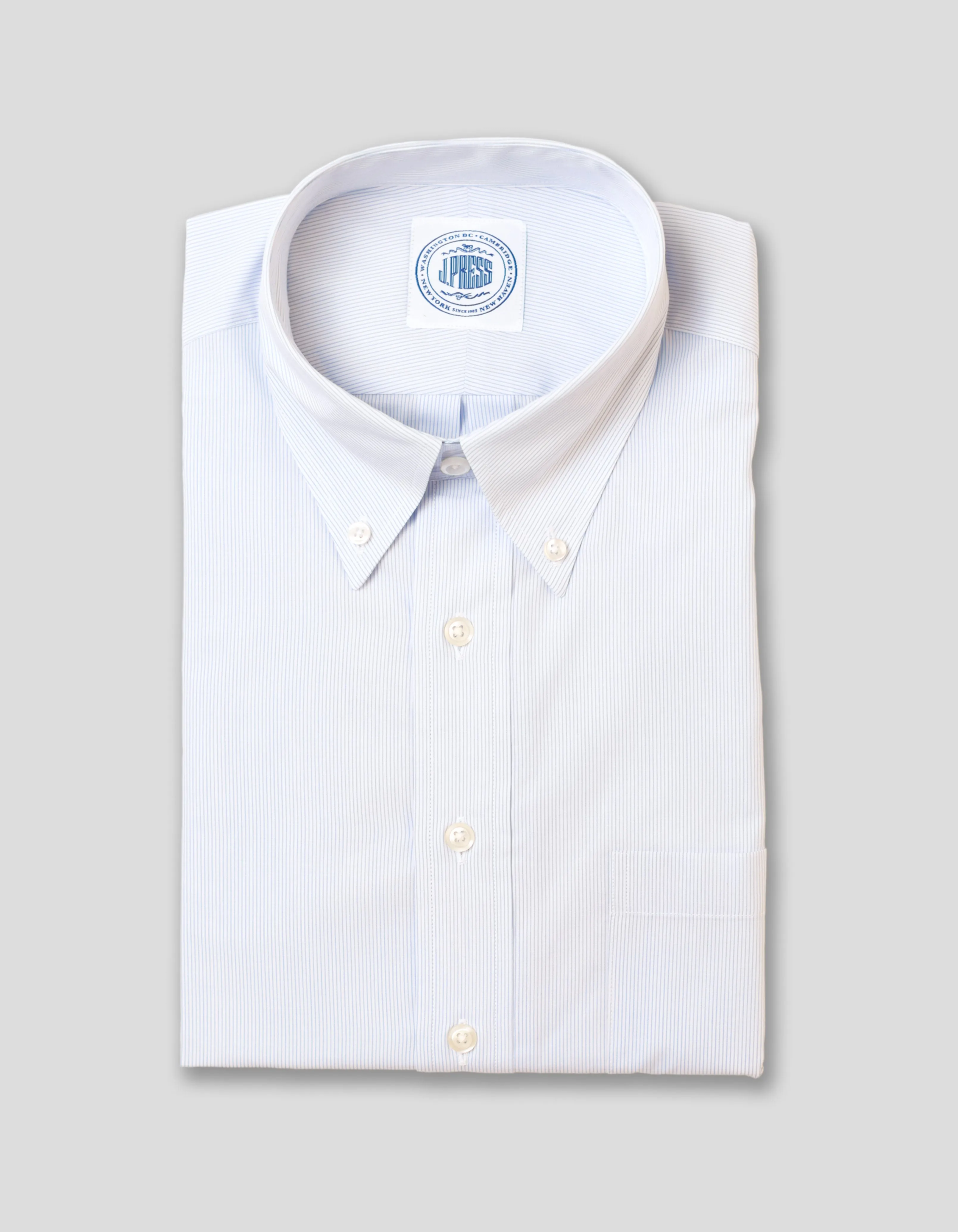 LIGHT BLUE PENCIL STRIPE DRESS SHIRT