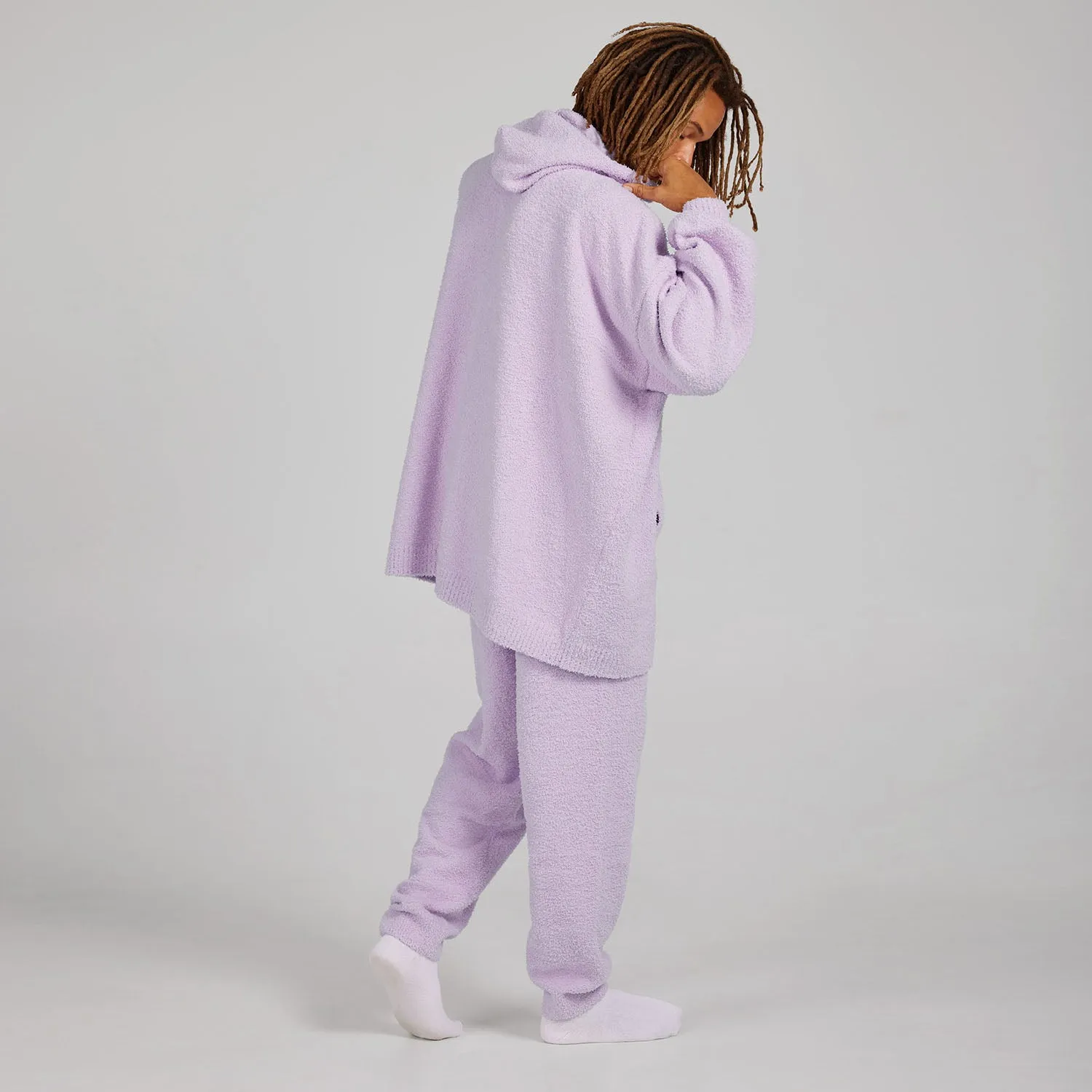 Lilac Oversized Boucle Knit Hoodie