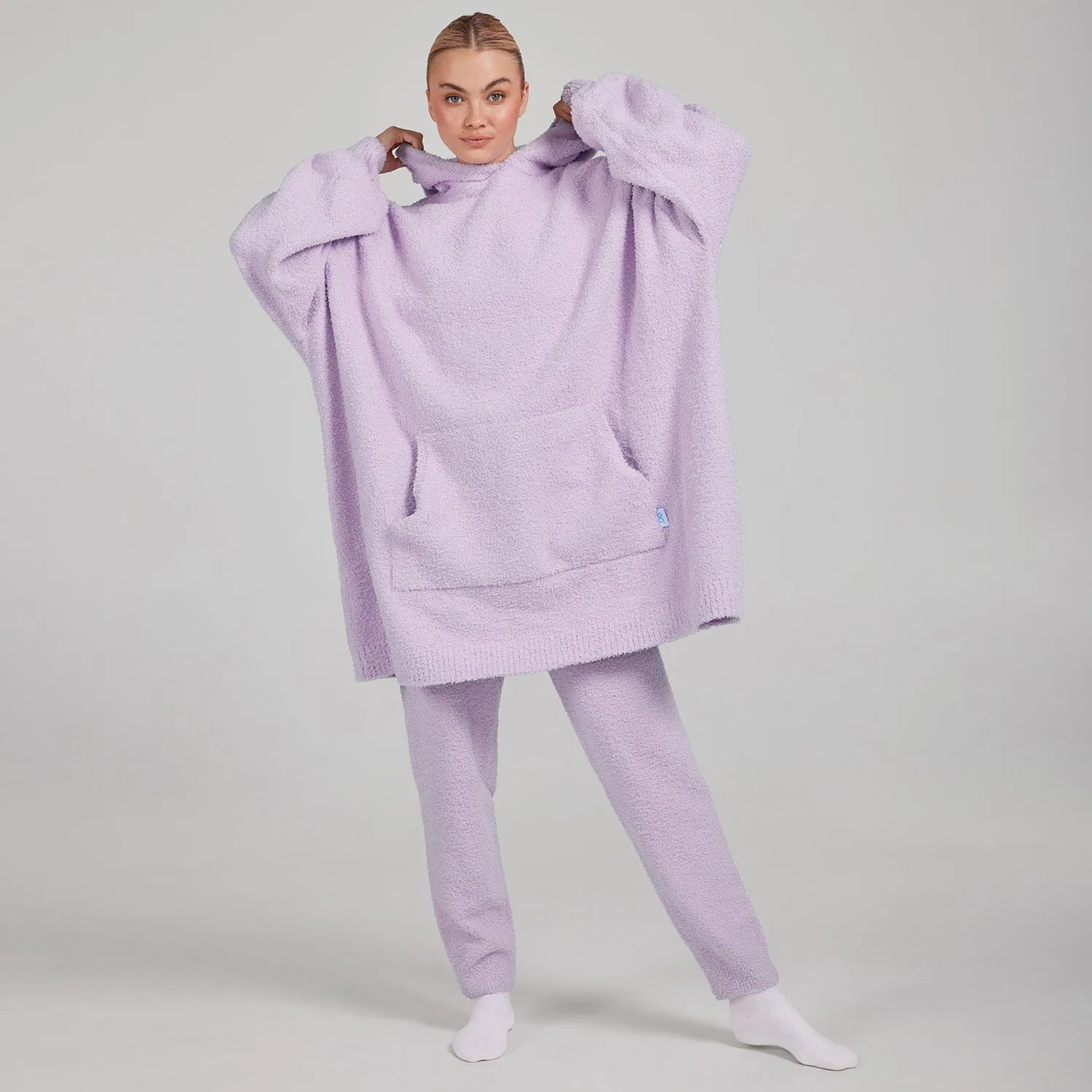 Lilac Oversized Boucle Knit Hoodie