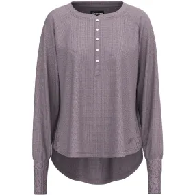 "Ladies Henley" Light Purple w/Lace Detailing Long Sleeve Thermal Shirt