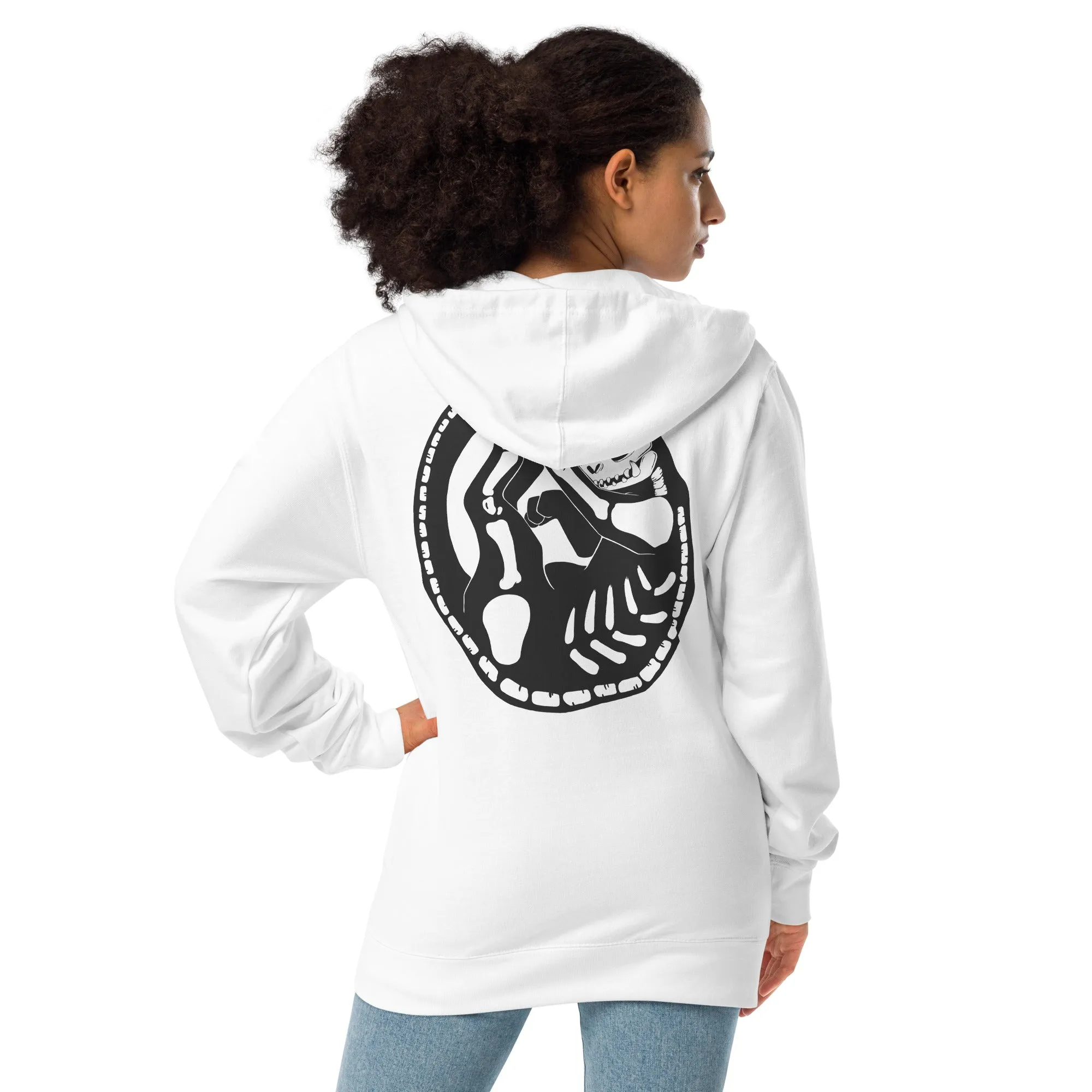 Skeleton Cat, Unisex Fleece Zip-Up Hoodie