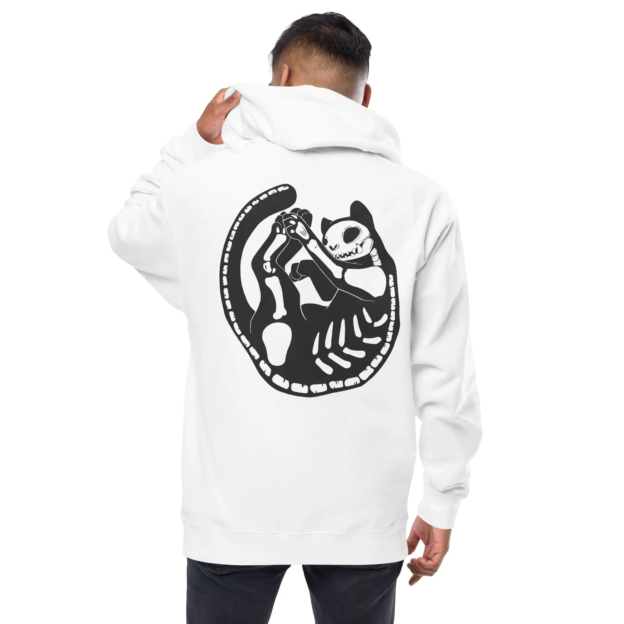 Skeleton Cat, Unisex Fleece Zip-Up Hoodie