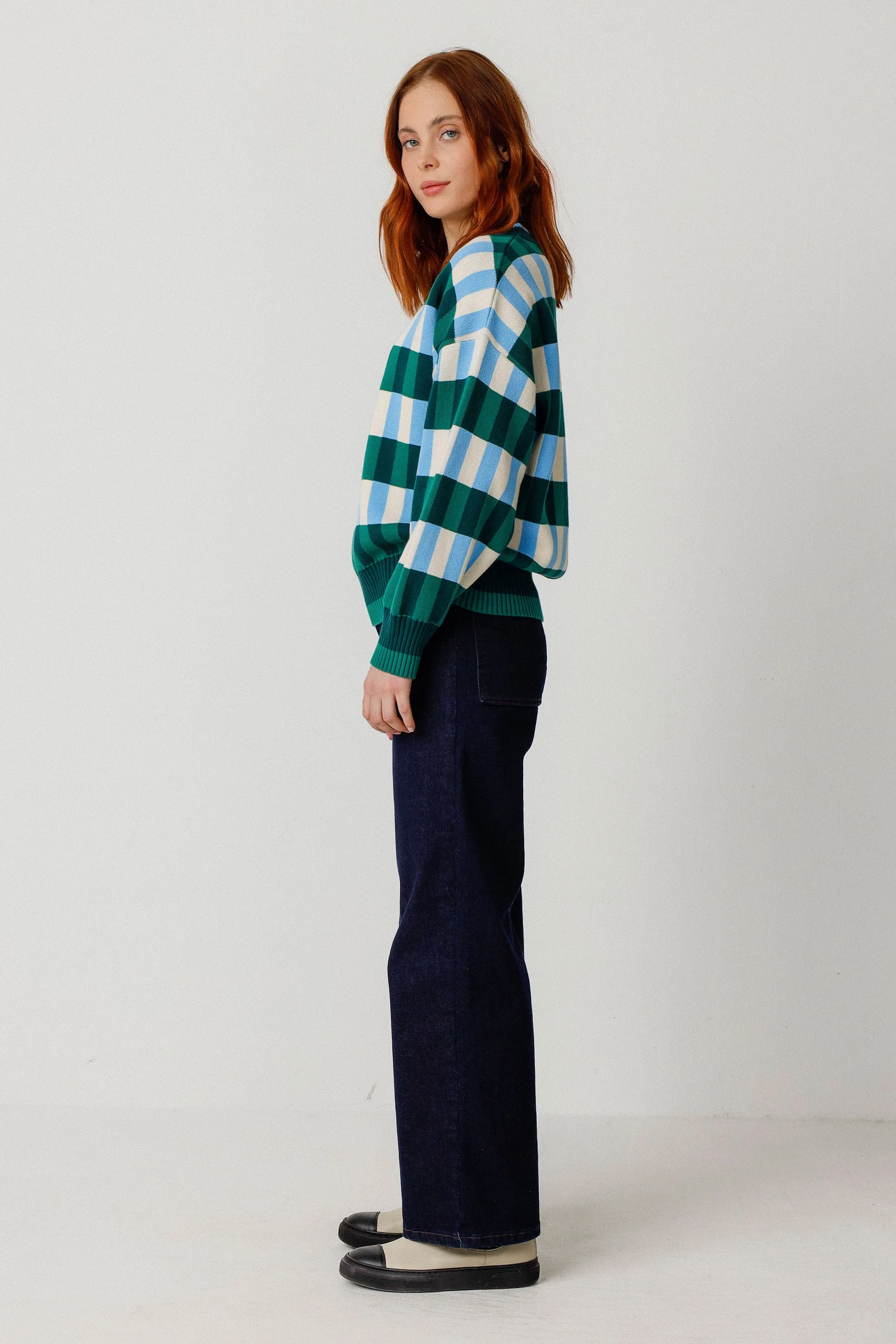 SKFK Jumper Long Sleeve Blue Green Check