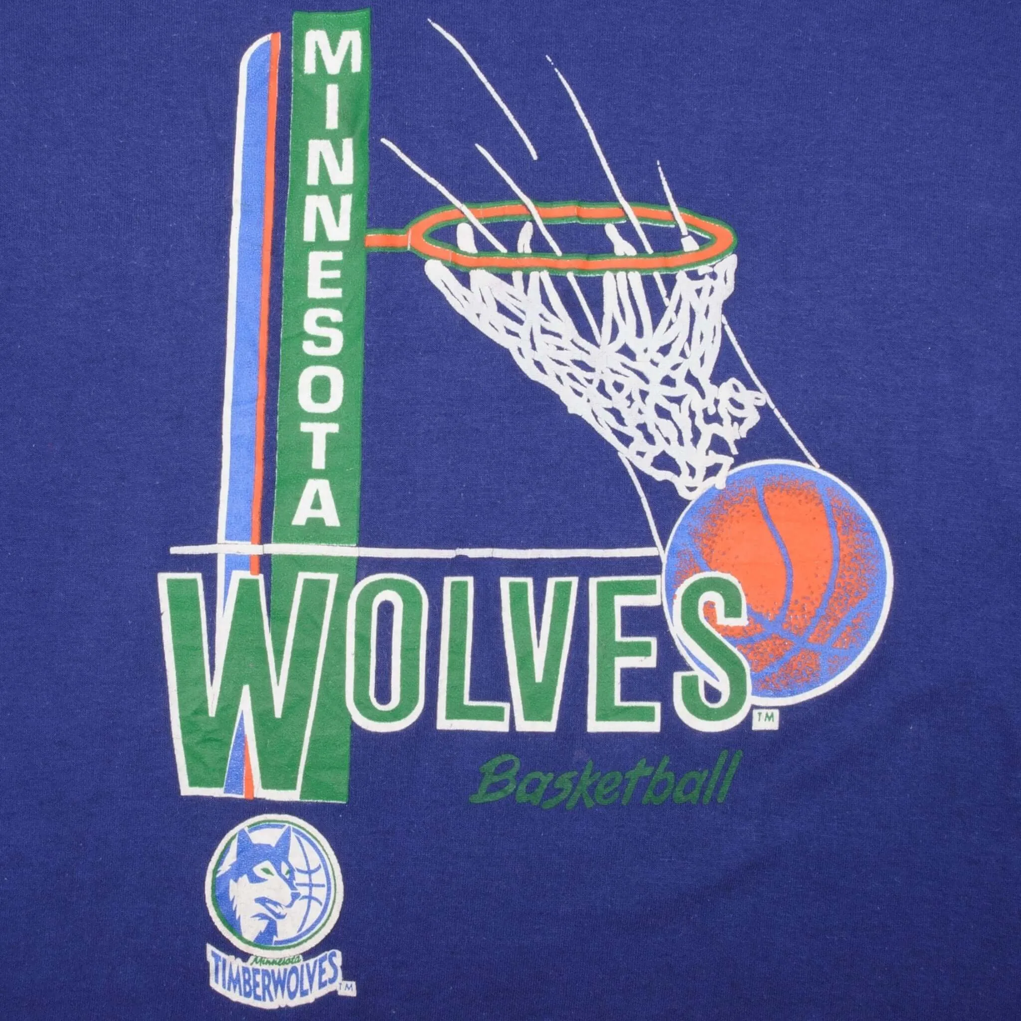 VINTAGE CHAMPION NBA MINNESOTA TIMBERWOLVES TEE SHIRT 1980S XL MADE USA